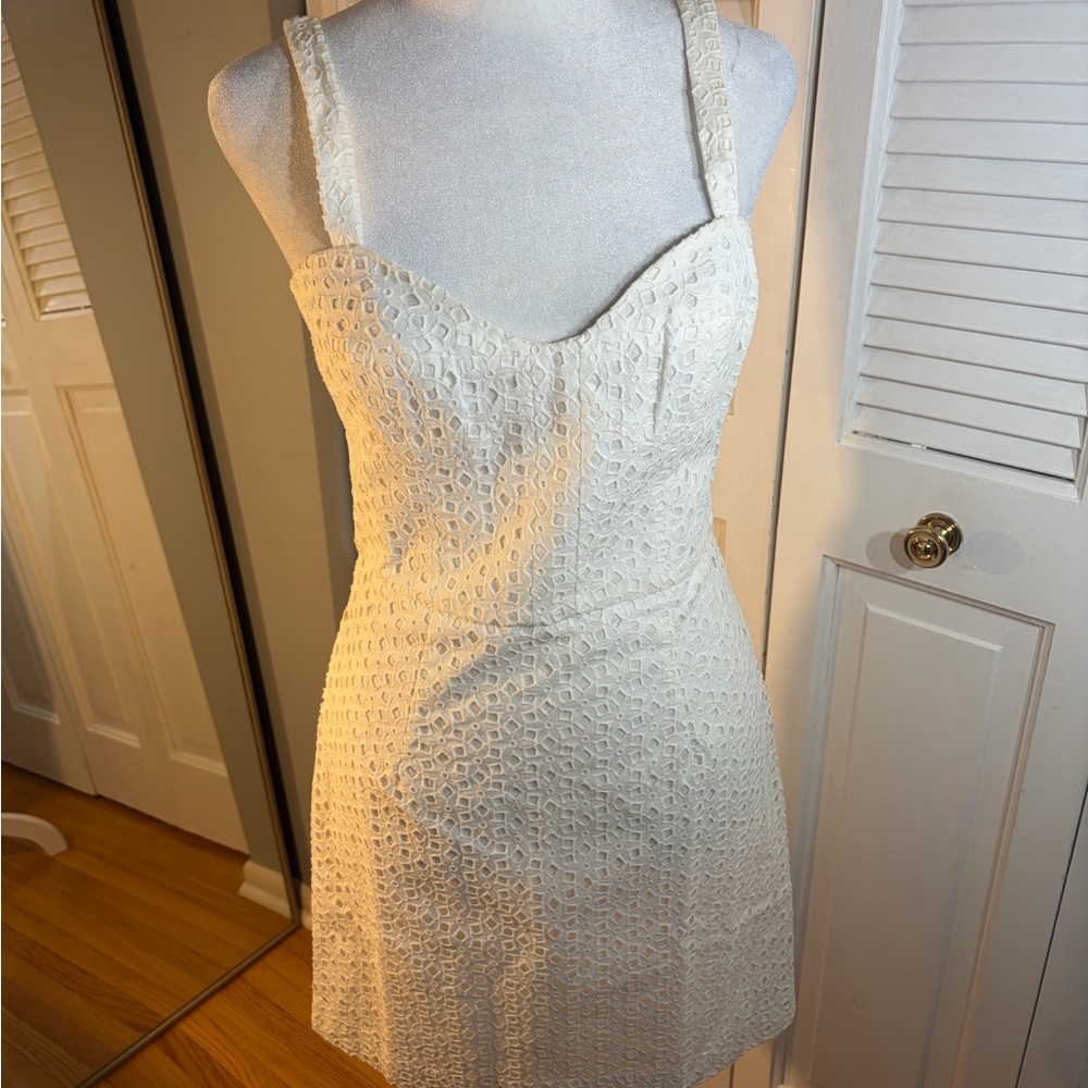 Milly White Eyelet Sweetheart Mini Dress